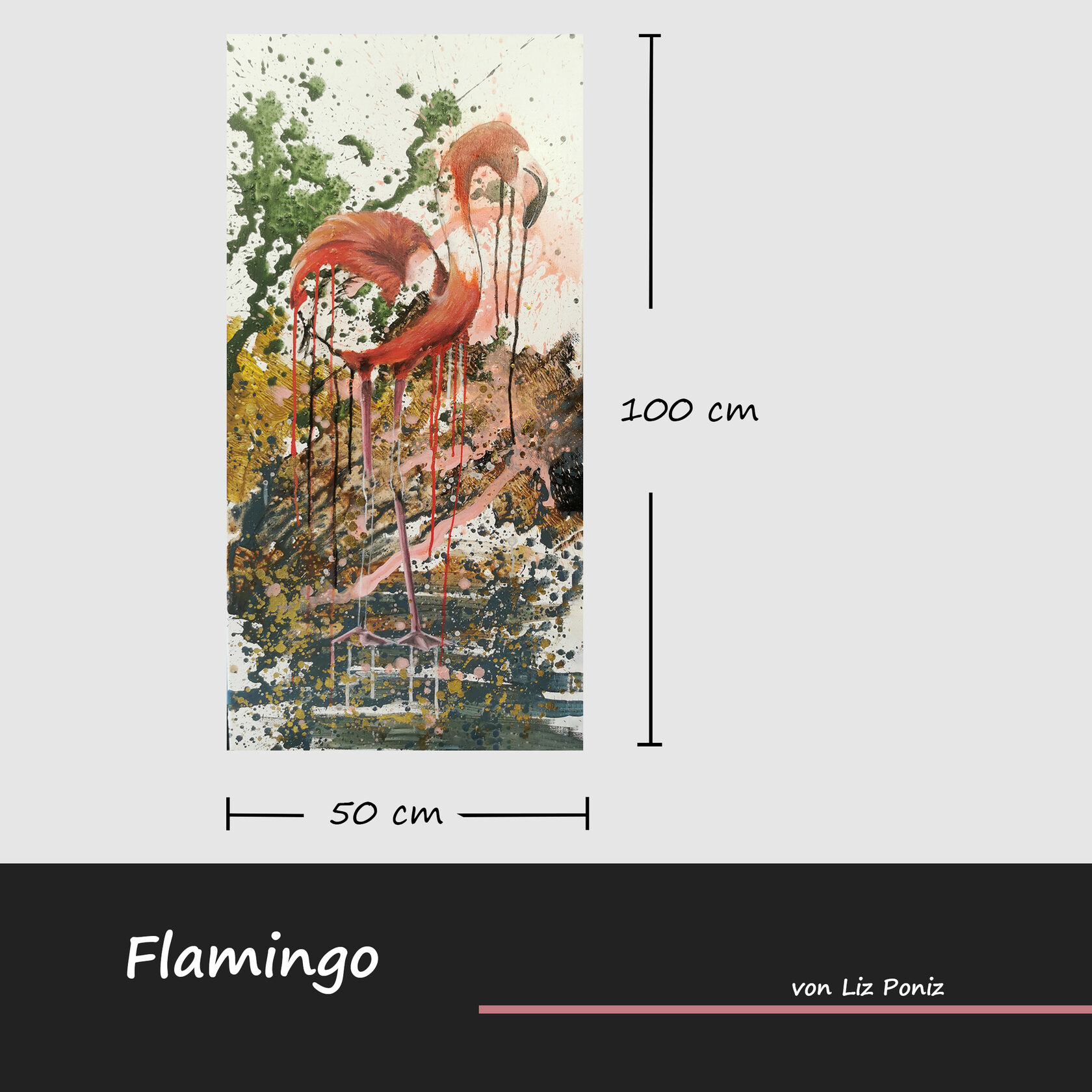 Flamingo Gemälde modern großformatig – Die Balance der Tierkunst