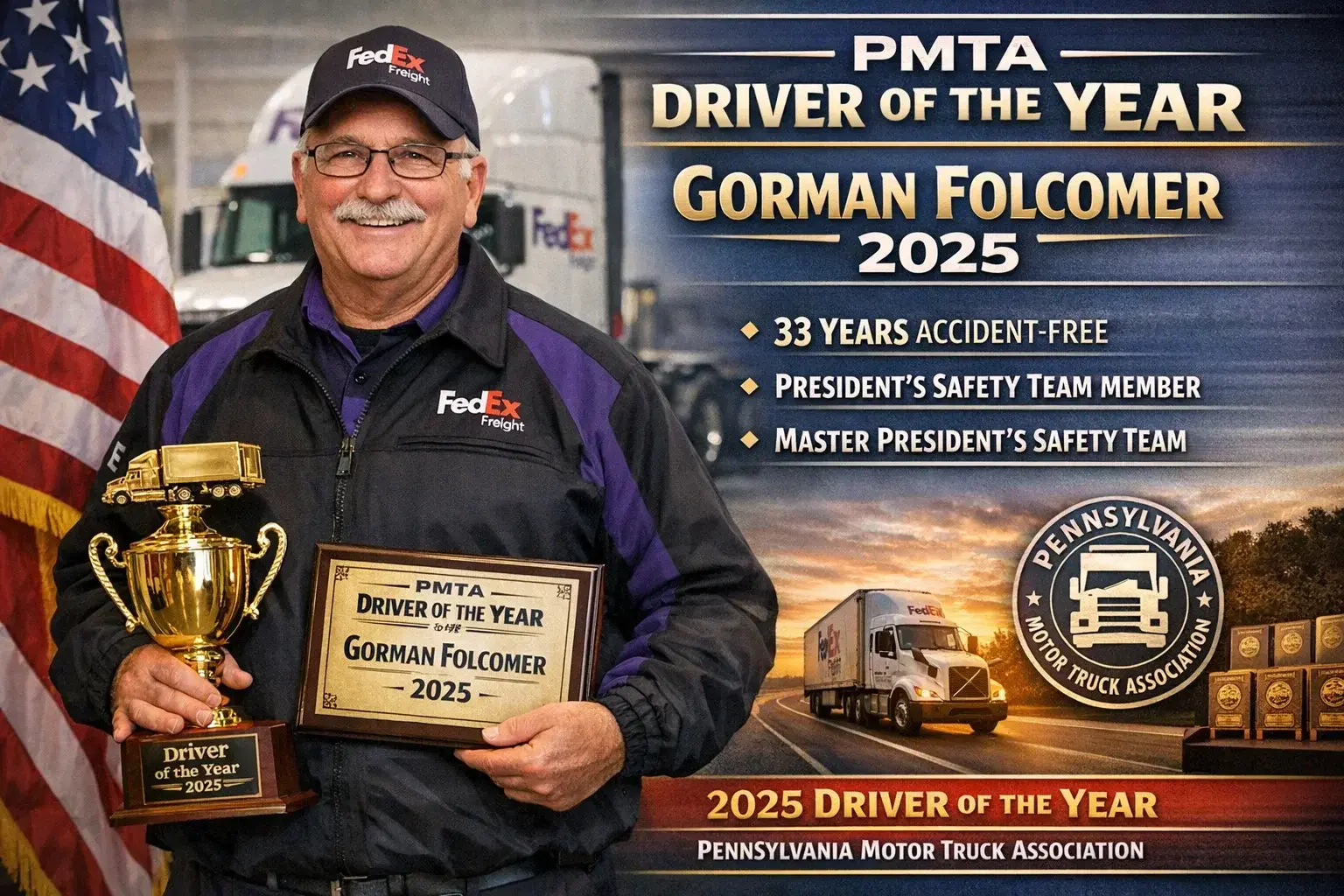 Professional CDL-A driver receiving award
