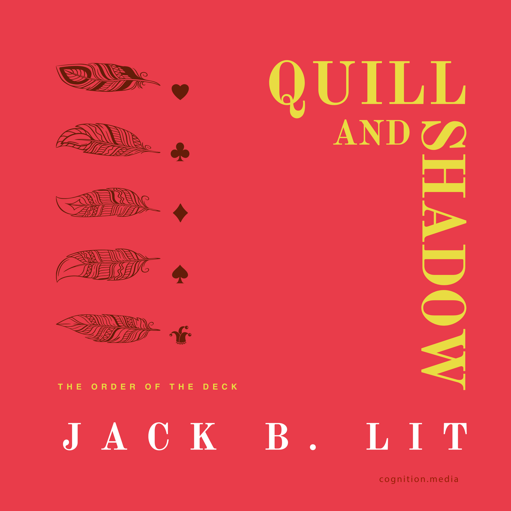 Quill & Shadow audiobook cover in a Victorian playing-card style