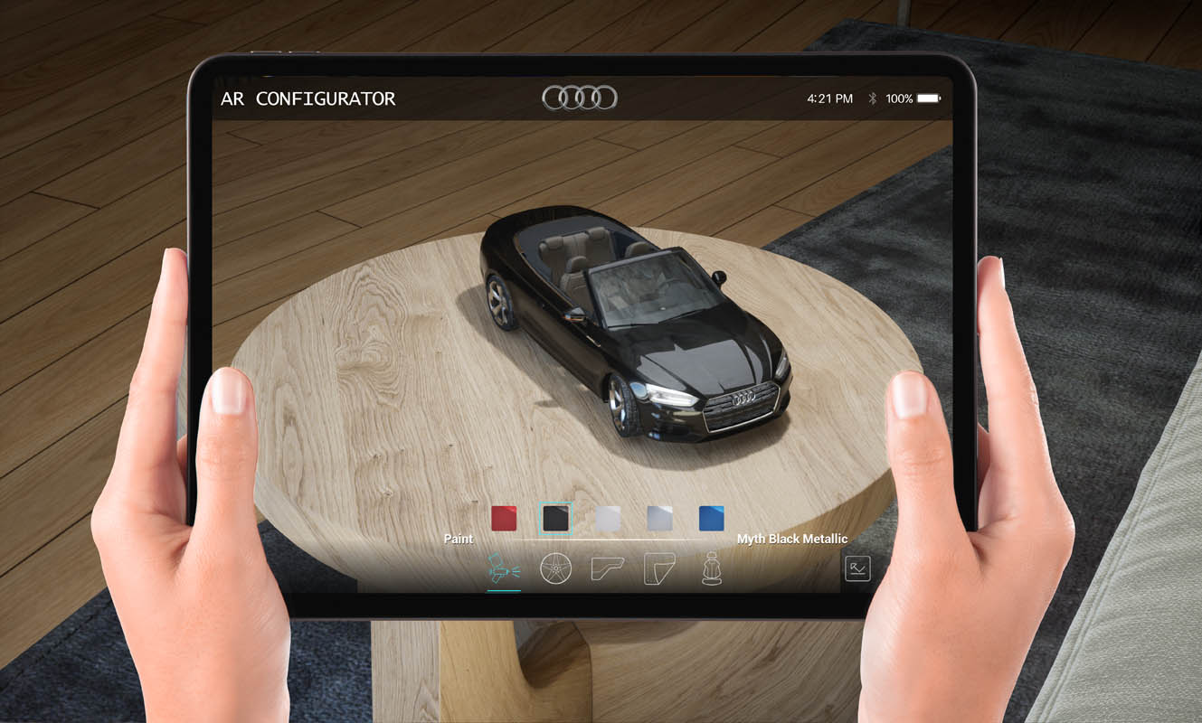 Configuratore AR Audi su tablet — Nero