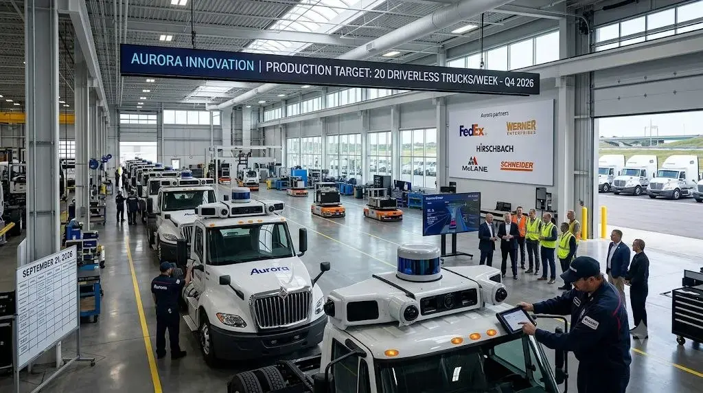 Aurora driverless truck operating autonomously on commercial freight route