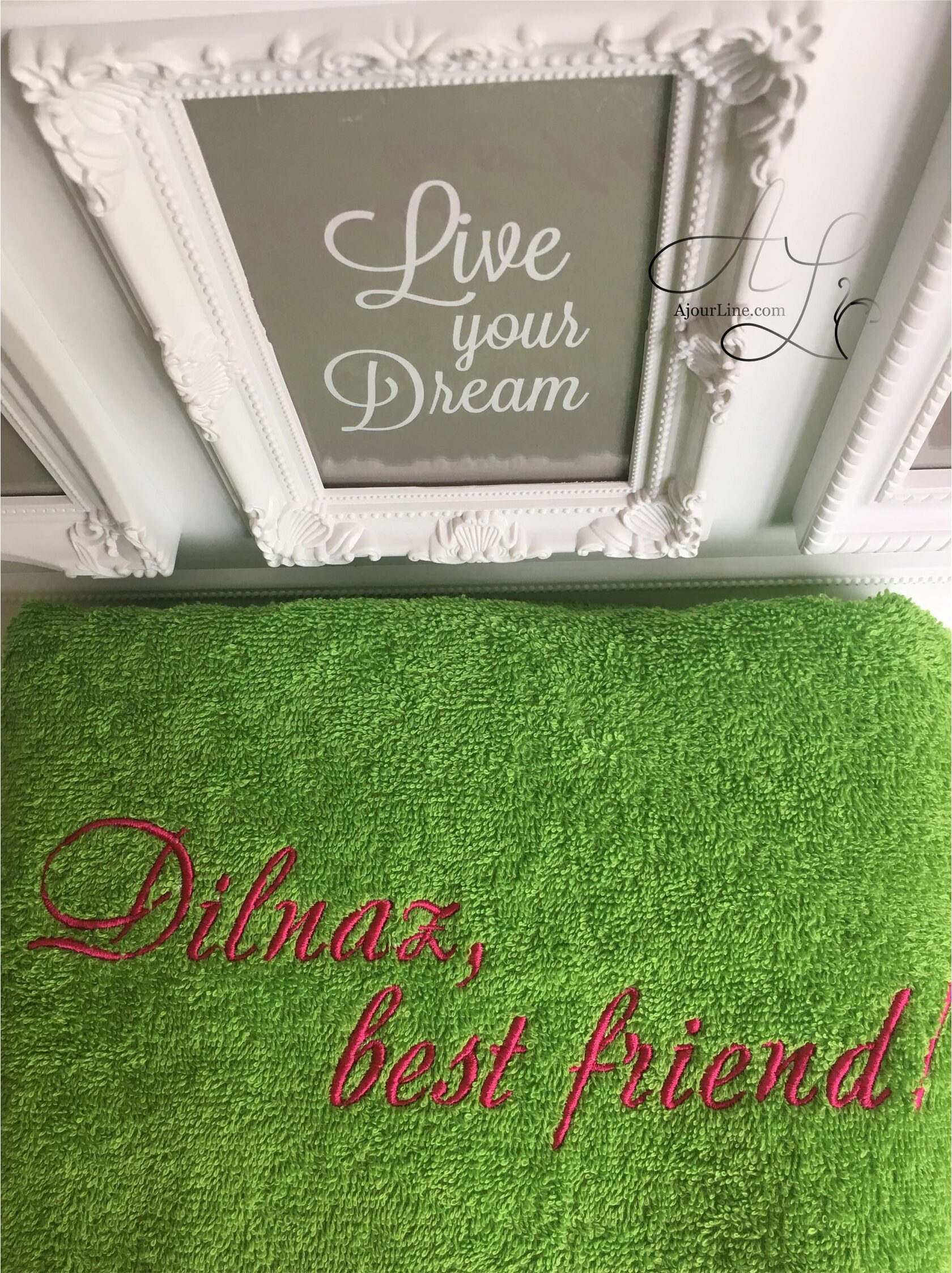 personalized towel gift — a practical and thoughtful present with custom embroidery, perfect for everyday use or special occasions. Handmade in Riga, Latvia. Worldwide shipping available.