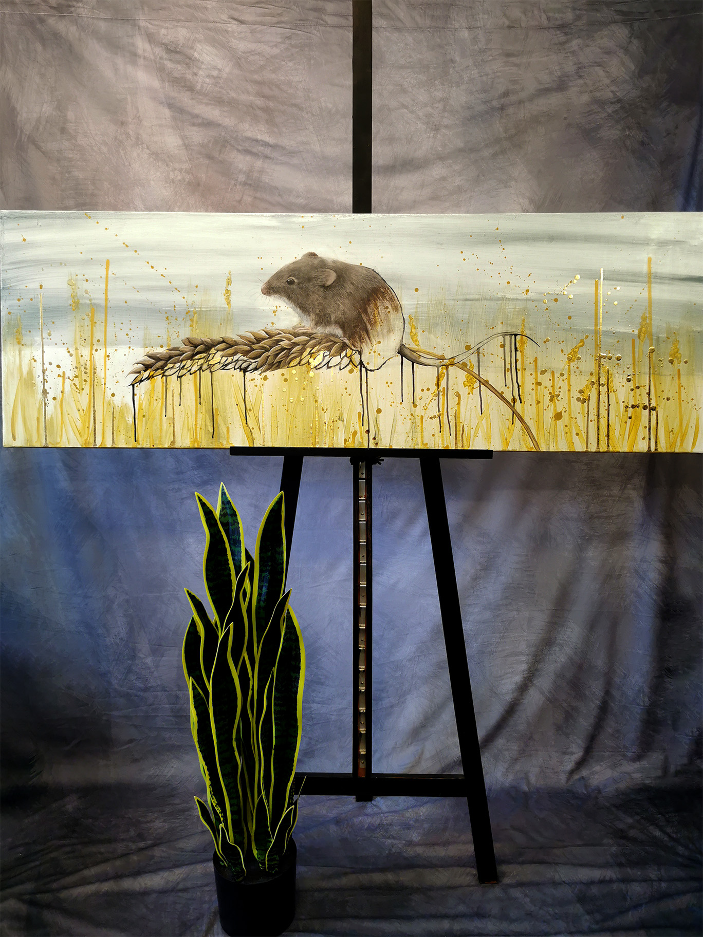 Original Feldmaus Gemälde auf Leinwand – Kunst über das Verborgene