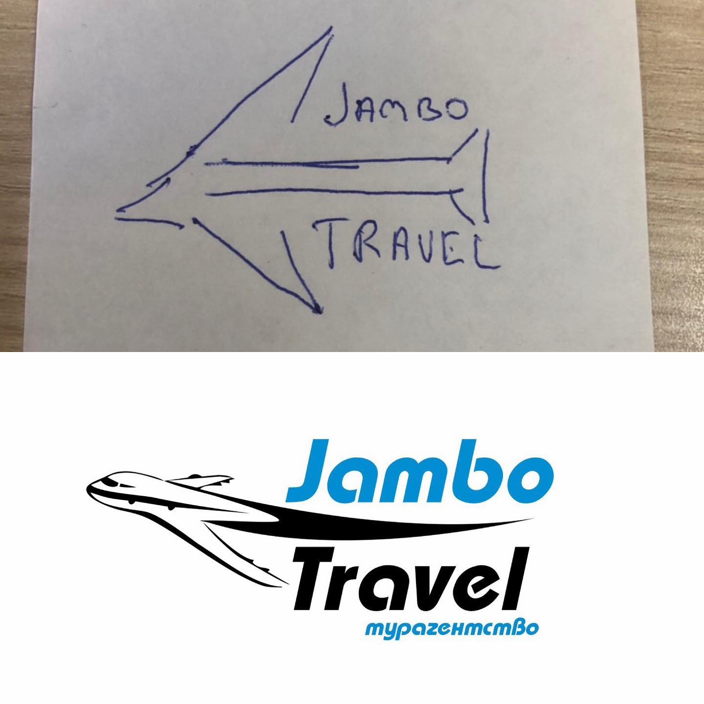 Hand-drawn sketch of the Jambo Travel logo