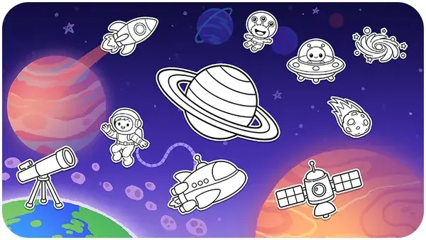 Outer space coloring page