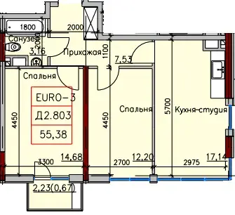 2-комнатные — вариант 15 в Пространстве на Радостной