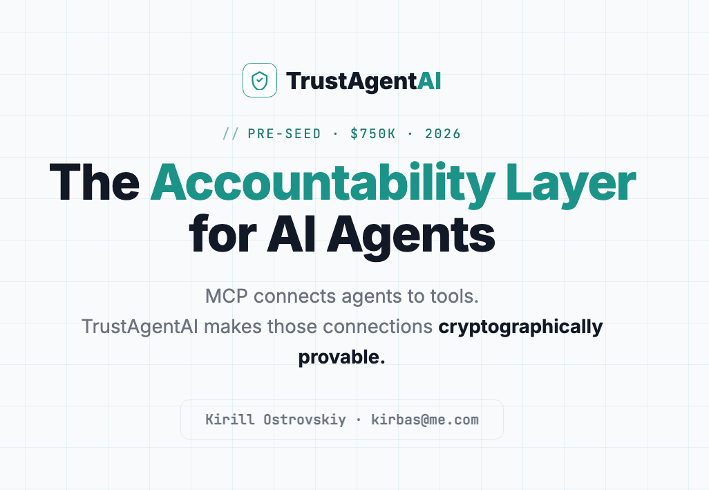 Trust Agent AI pitch deck | The Integrity Layer for Autonomous AI Agents