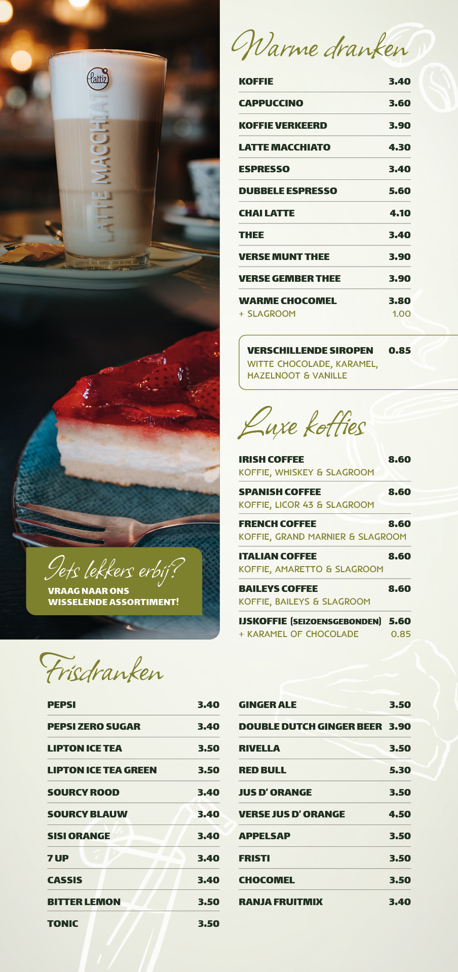 Menukaart Grand Café &amp; Hotel Hulsman