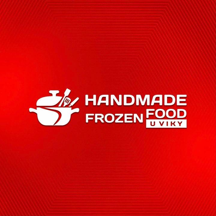 Handmade Frozen Food u Viky logo – a cooking pot with kitchen utensils