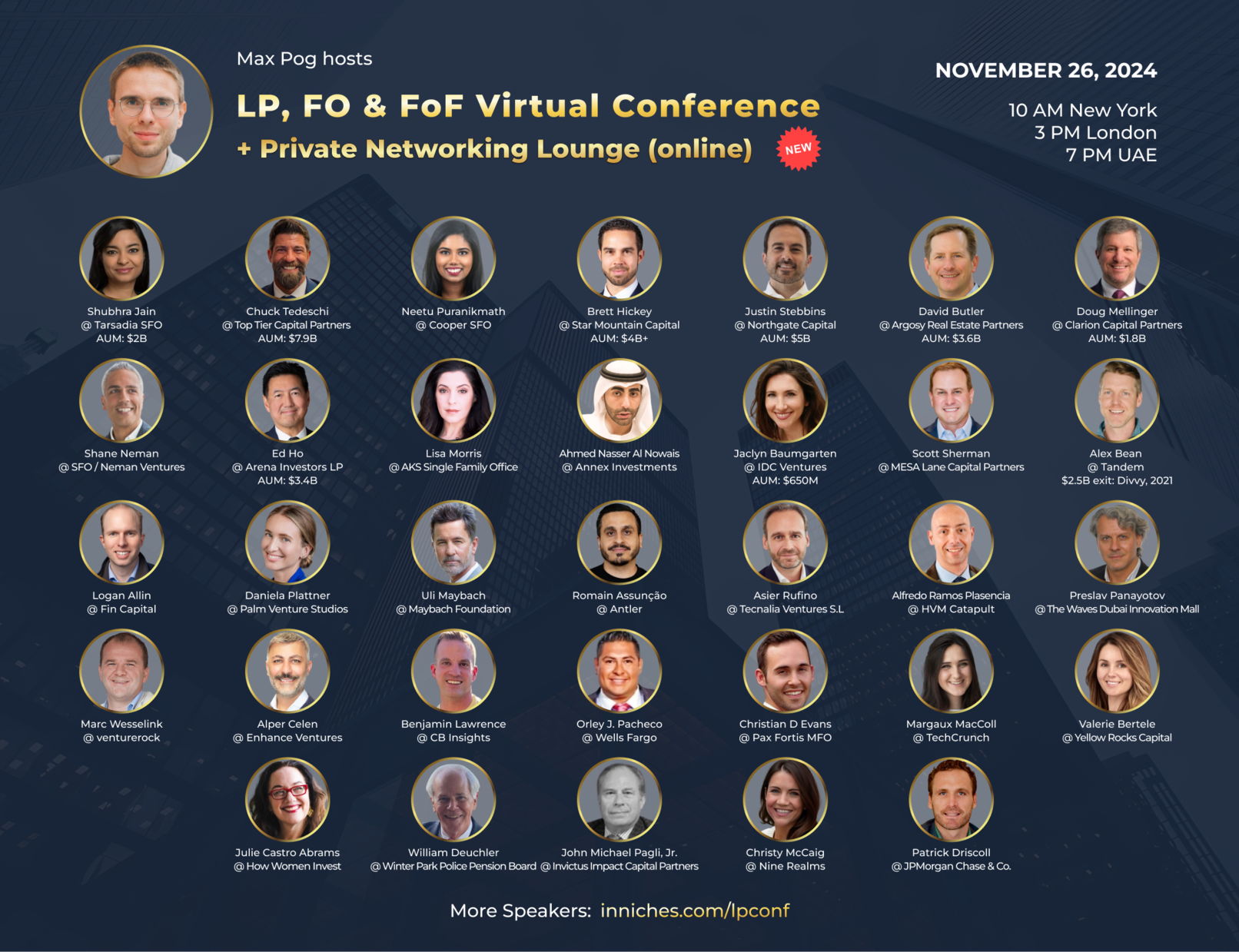 LP, Family Office & Fund of Funds Virtual Conf – Nov 26, 2024
