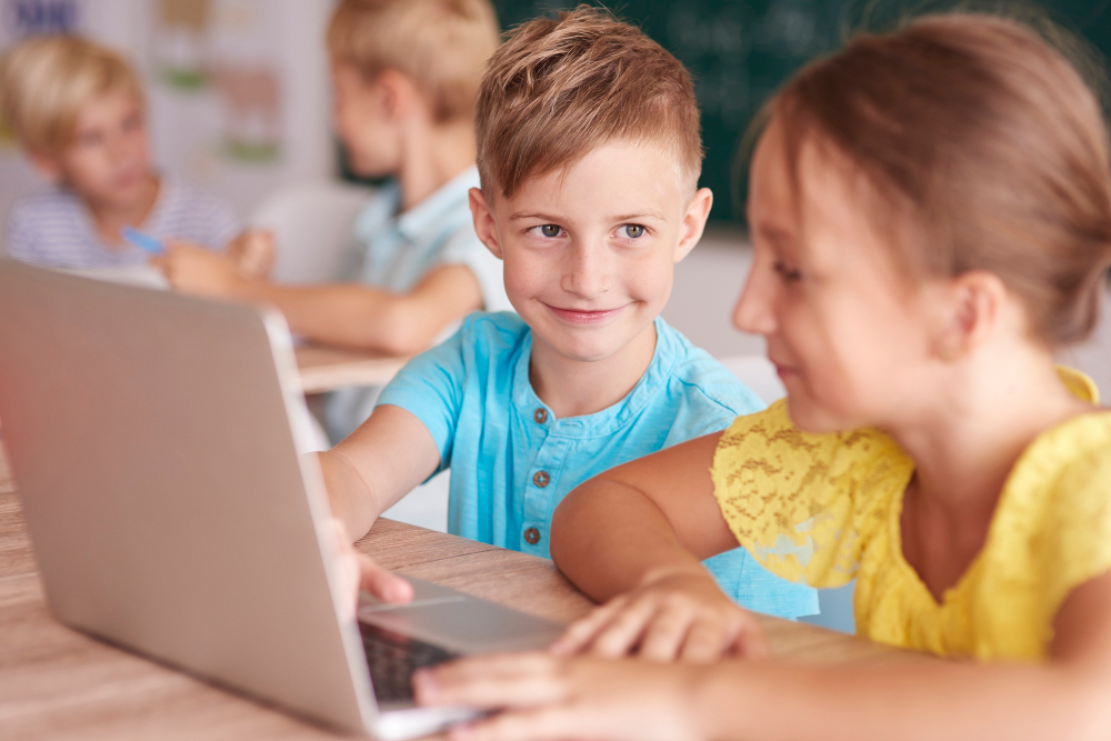 Children are learning with modern edtech