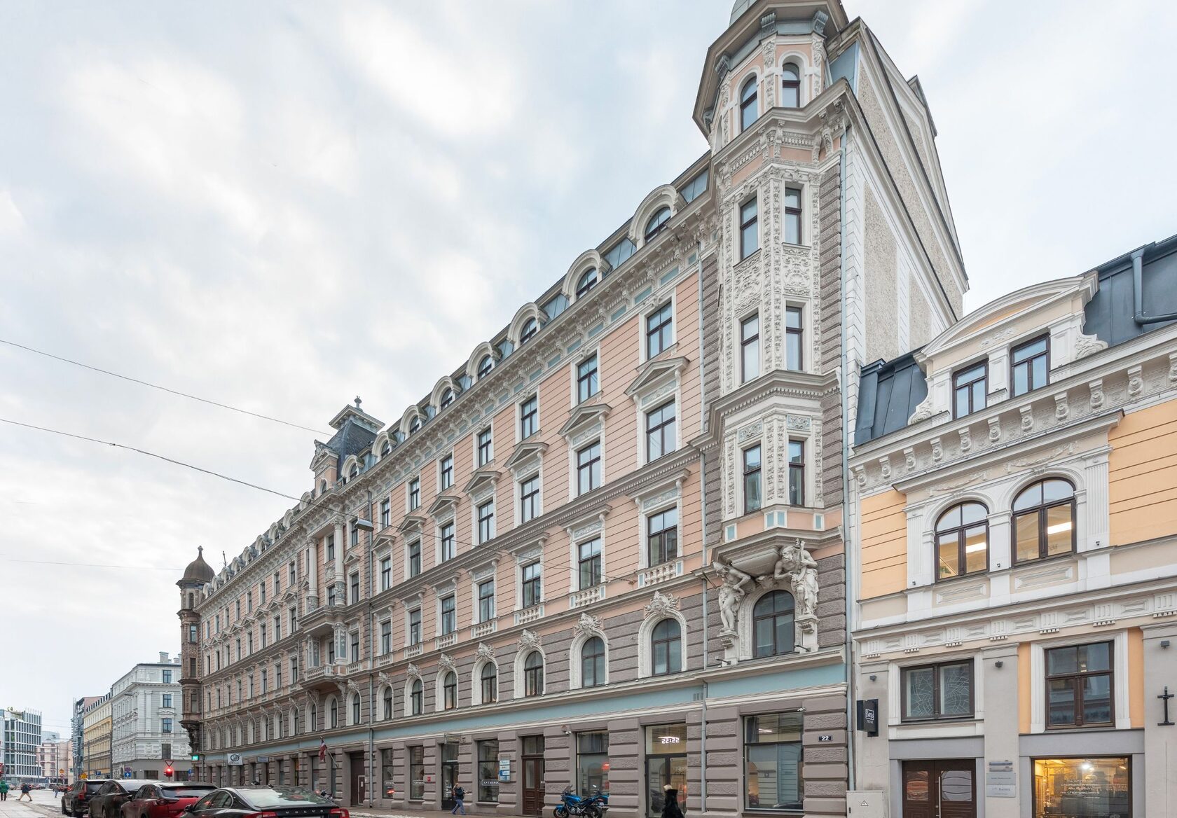 Historic apartment building on Elizabetes Street in central Riga