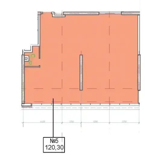 Планировка офиса №5 площадью 120,3 м² в БЦ PlatON