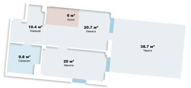 1-комнатная квартира — планировка 1