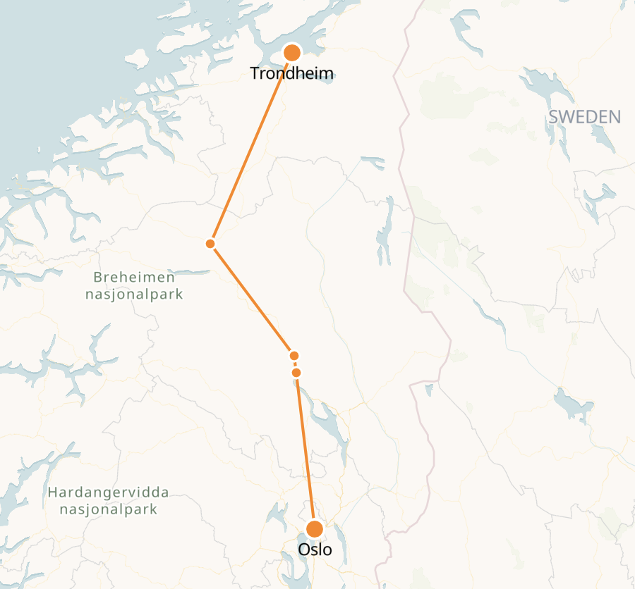 Trondheim to Oslo by Train | Tickets Online - NORWAY TRAINS