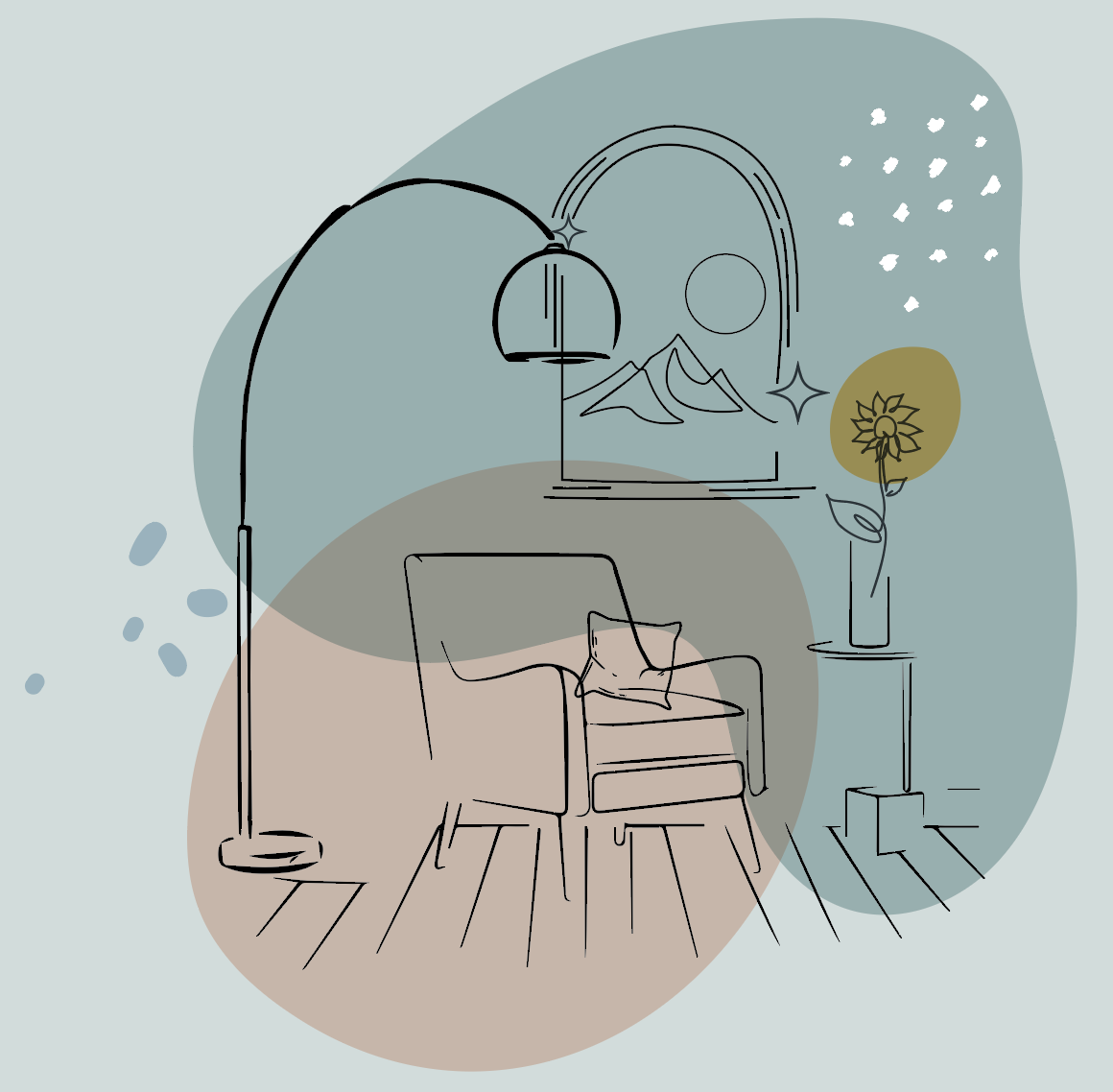 Minimalist Drawing of an Office