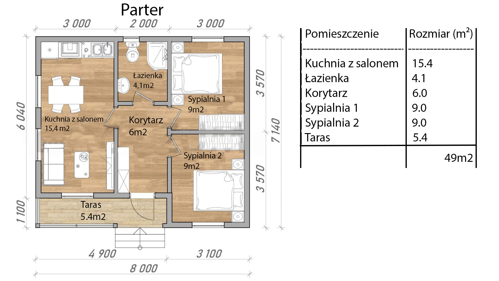 Rzut parteru Biały Zakątek