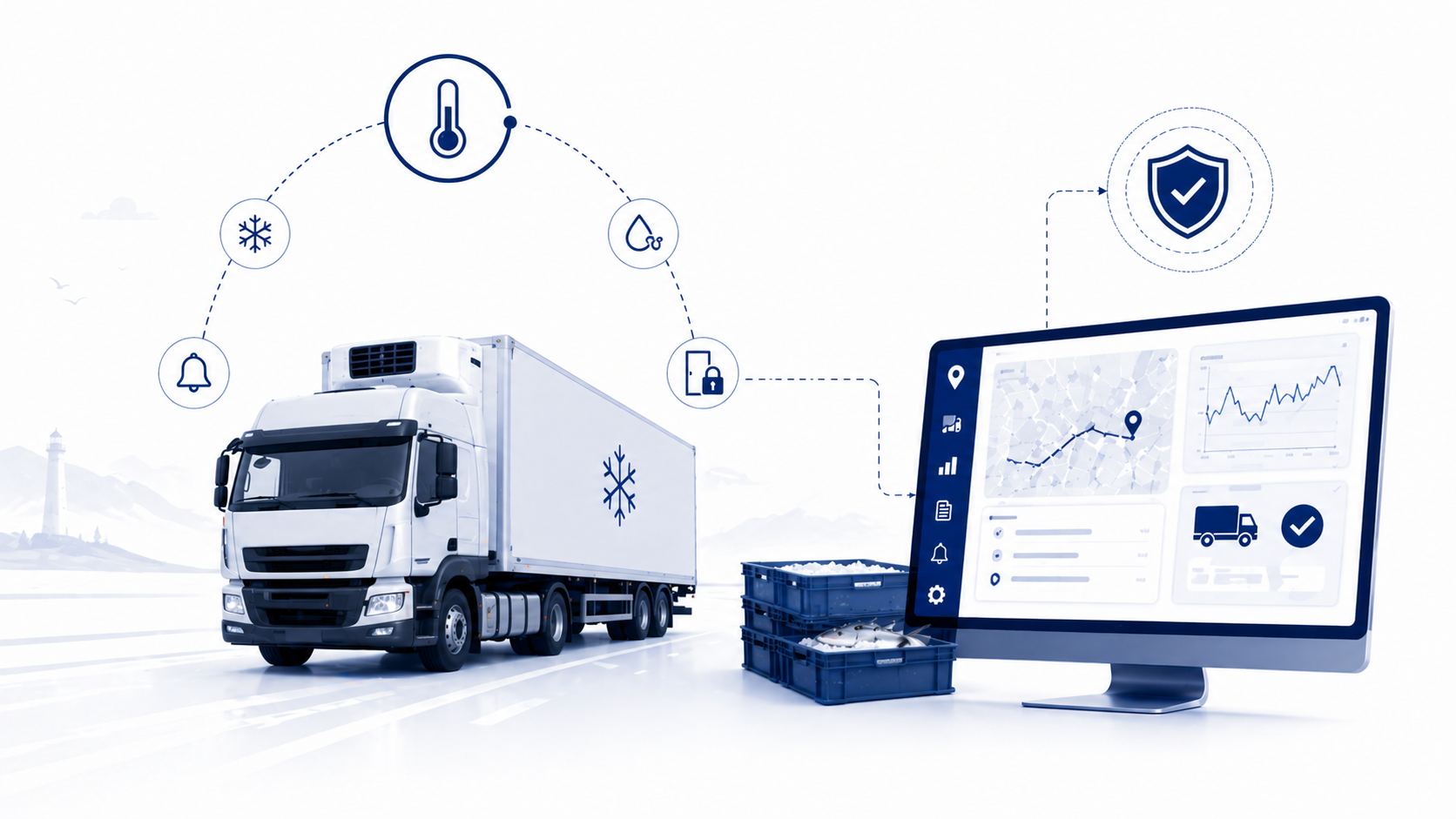 Kühlfahrzeug in der Frischelogistik mit digitaler Temperaturüberwachung und Echtzeitkontrolle der Kühlkette