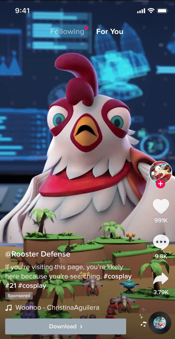 Объявление Spark Ads в ленте TikTok