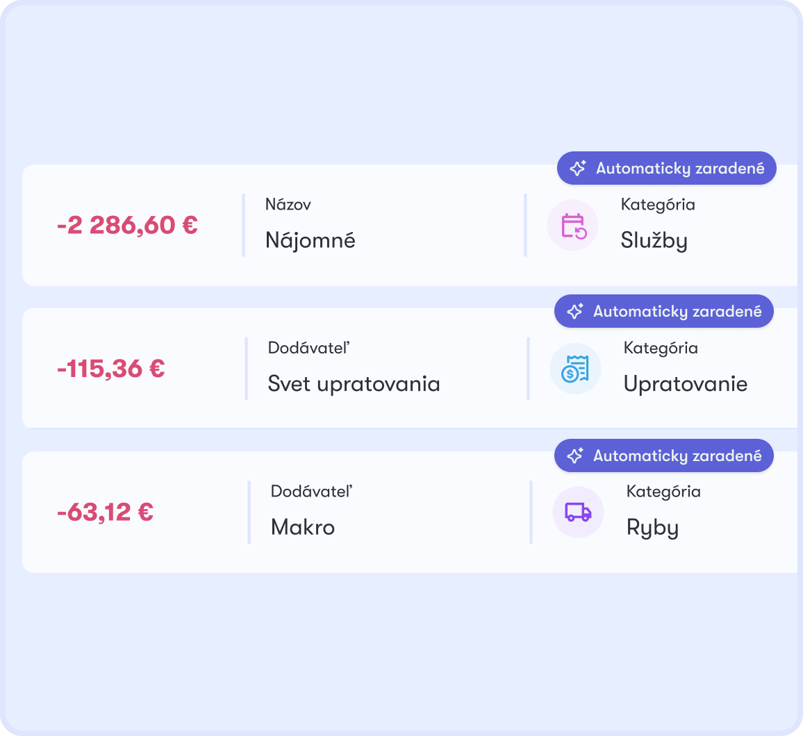 Autokategorizácia nákladov v Dishboarde — faktúry automaticky zaradené do kategórií
