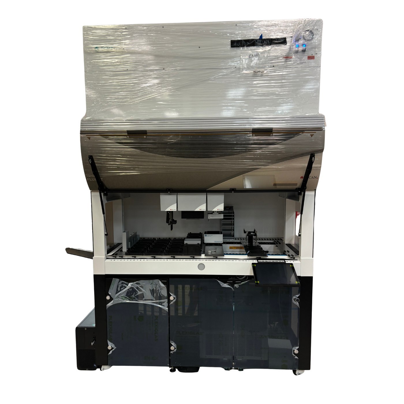 DFMZ enclosure integrated with a TECAN Fluent automated liquid handling platform