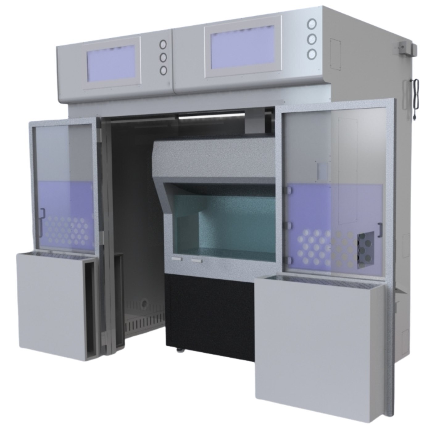 DFMZ walk-in enclosure integrated with a TECAN automation platform