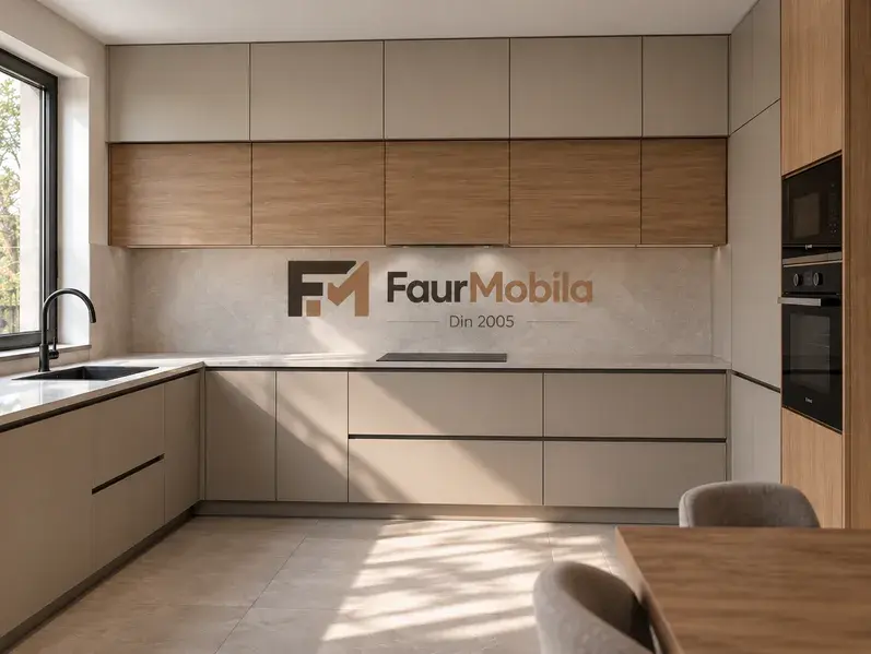 Interior modern realizat de FaurMobila — bucătărie caldă cu mobilier personalizat