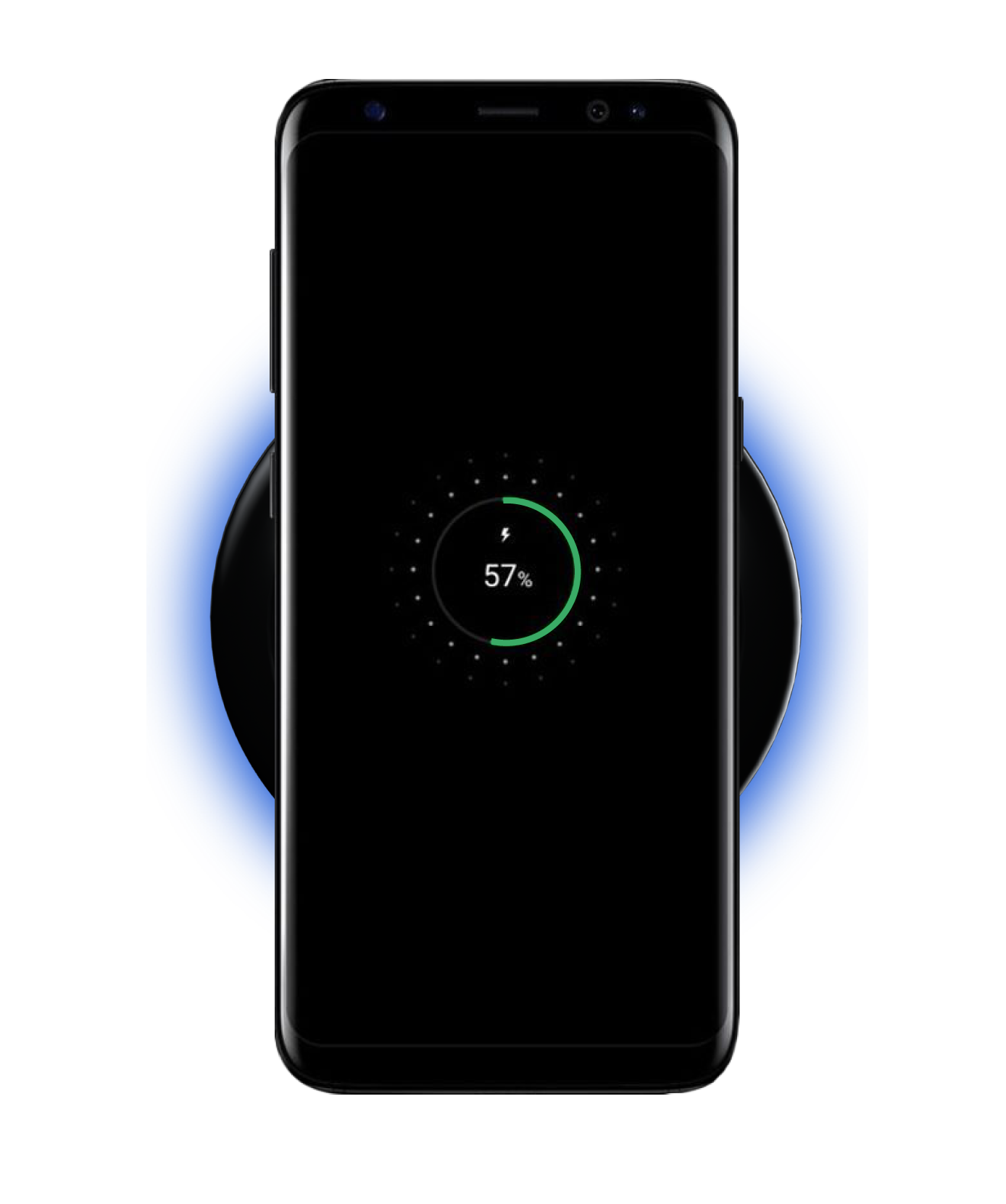 Mobile phone being charged with our thin wireless charger