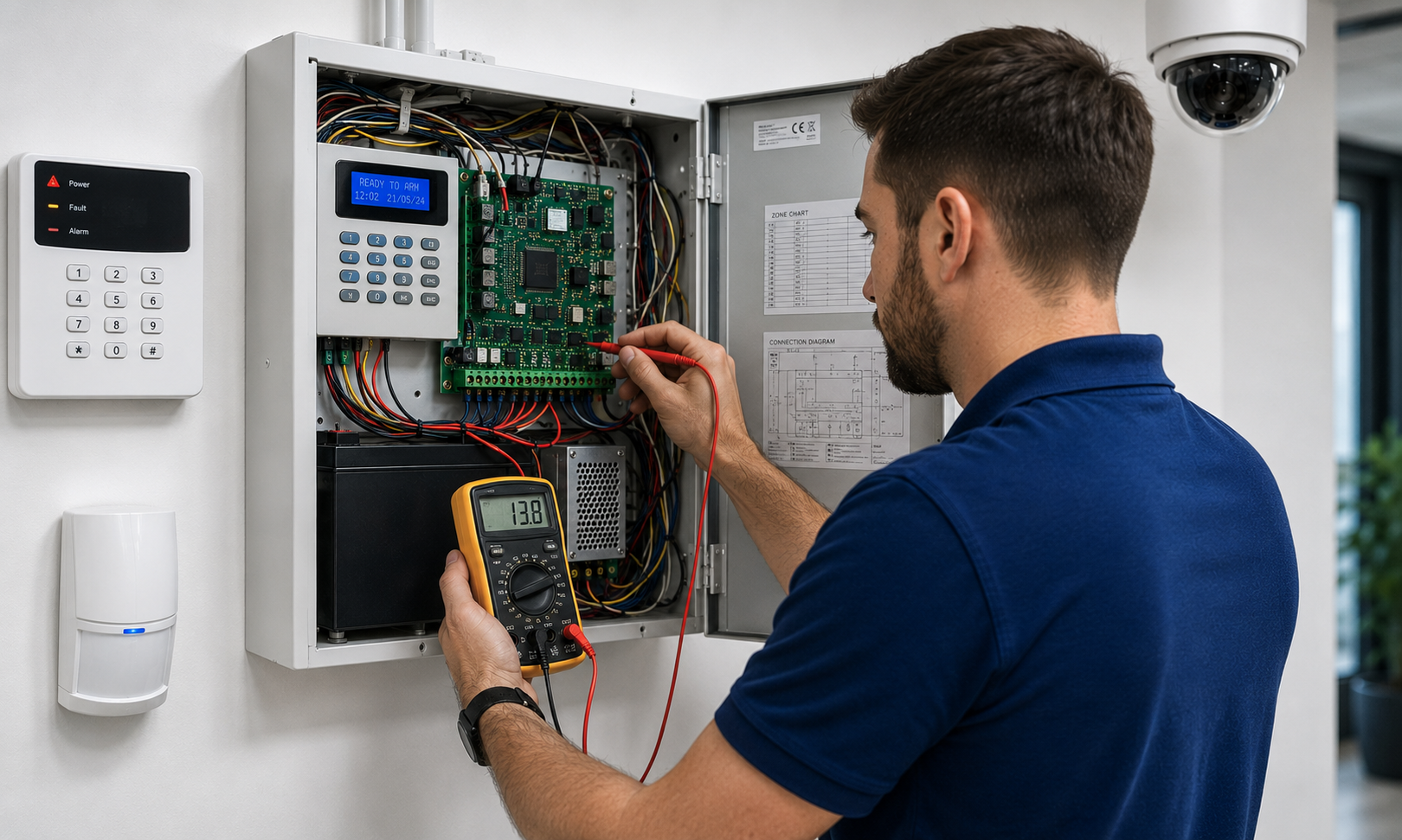 Security engineer assessing and restoring an existing security system