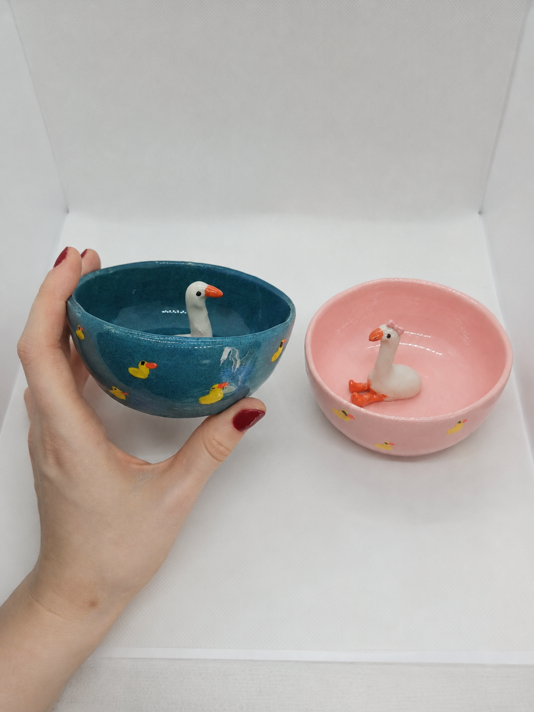 blue and pink pottery keepsake